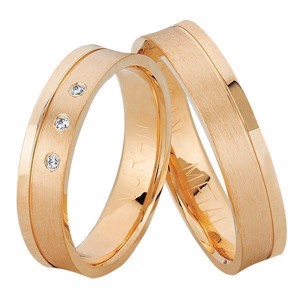 8-14 kt Rotgold Ringe - 3 Diamanten in Dameringen